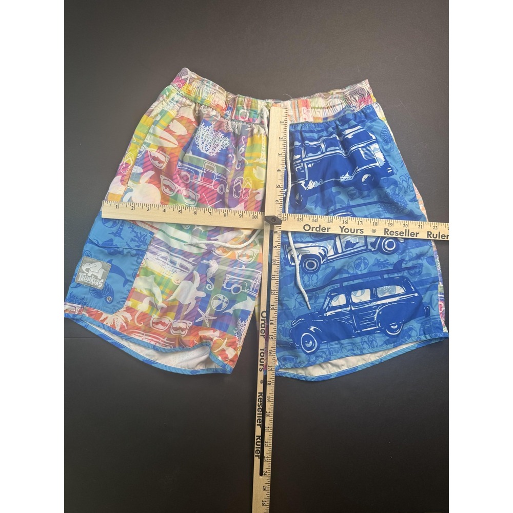 Trunkers Swim Trunks Shorts Mens XL Multicolor Blue Aloha Surf Woody Car Beach - Picture 5 of 7